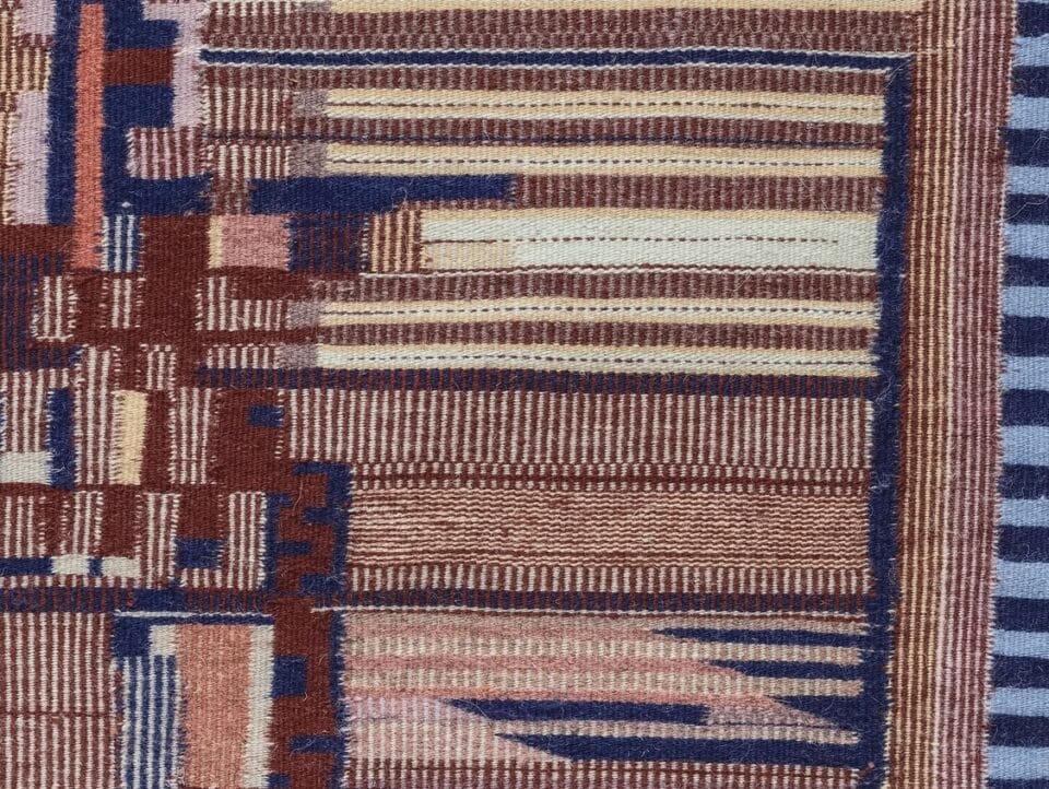 a detail of a Navajo weaving replicating the patterns of a Pentium core processor